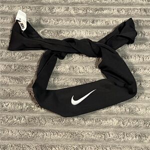 Nike Dri-Fit 2.0 Black with White swoosh Tie Headband
